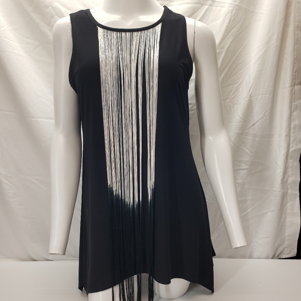 Melissa Paige black fringe shirt size medium